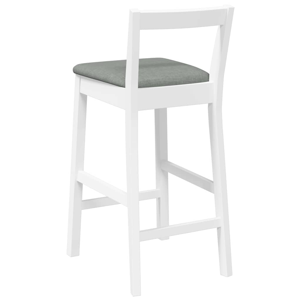 Barstolar med kuddar 2 st, vit, massivt trä, gummi