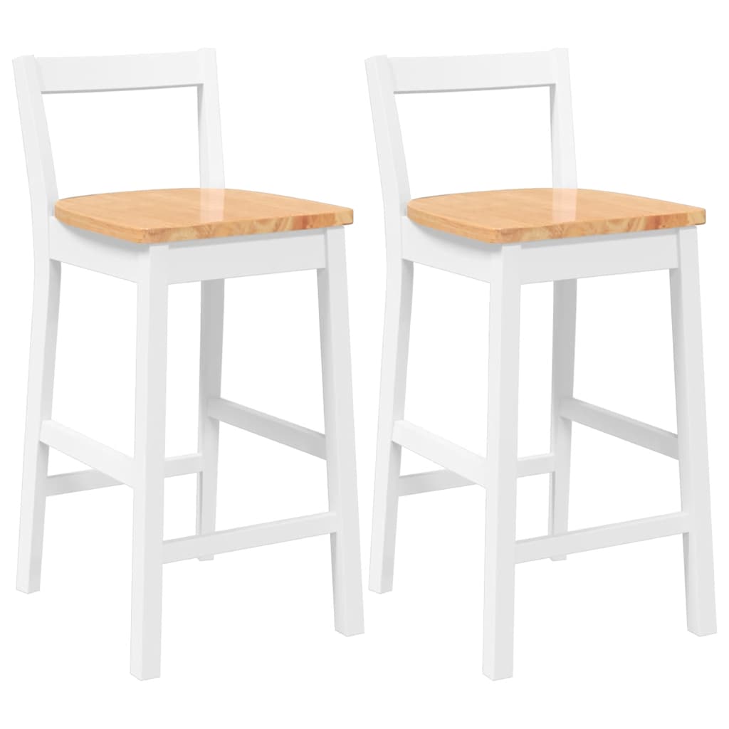 Barstolar 2 st, vit, massivt trä, gummi