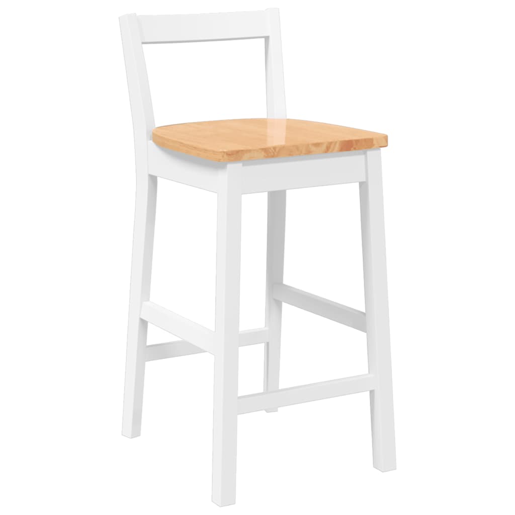 Barstolar 2 st, vit, massivt trä, gummi