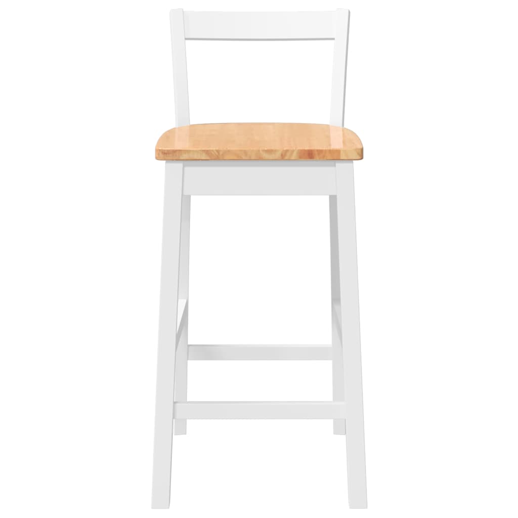 Barstolar 2 st, vit, massivt trä, gummi