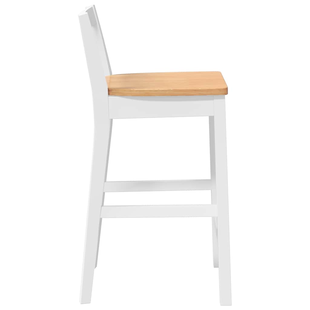 Barstolar 2 st, vit, massivt trä, gummi