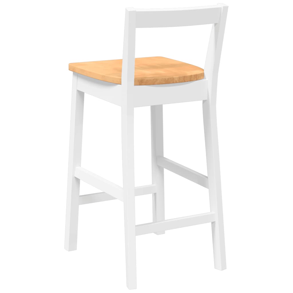 Barstolar 2 st, vit, massivt trä, gummi