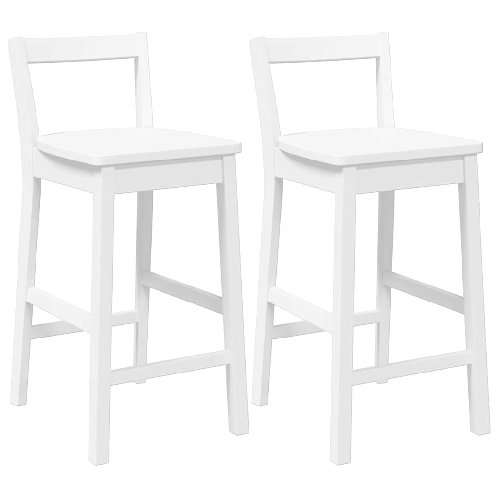 Barstolar 2 st, vit, massivt trä, gummi