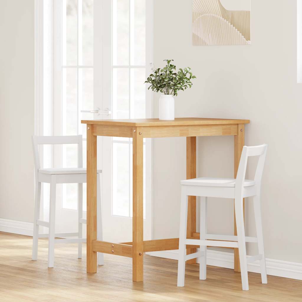 Barstolar 2 st, vit, massivt trä, gummi