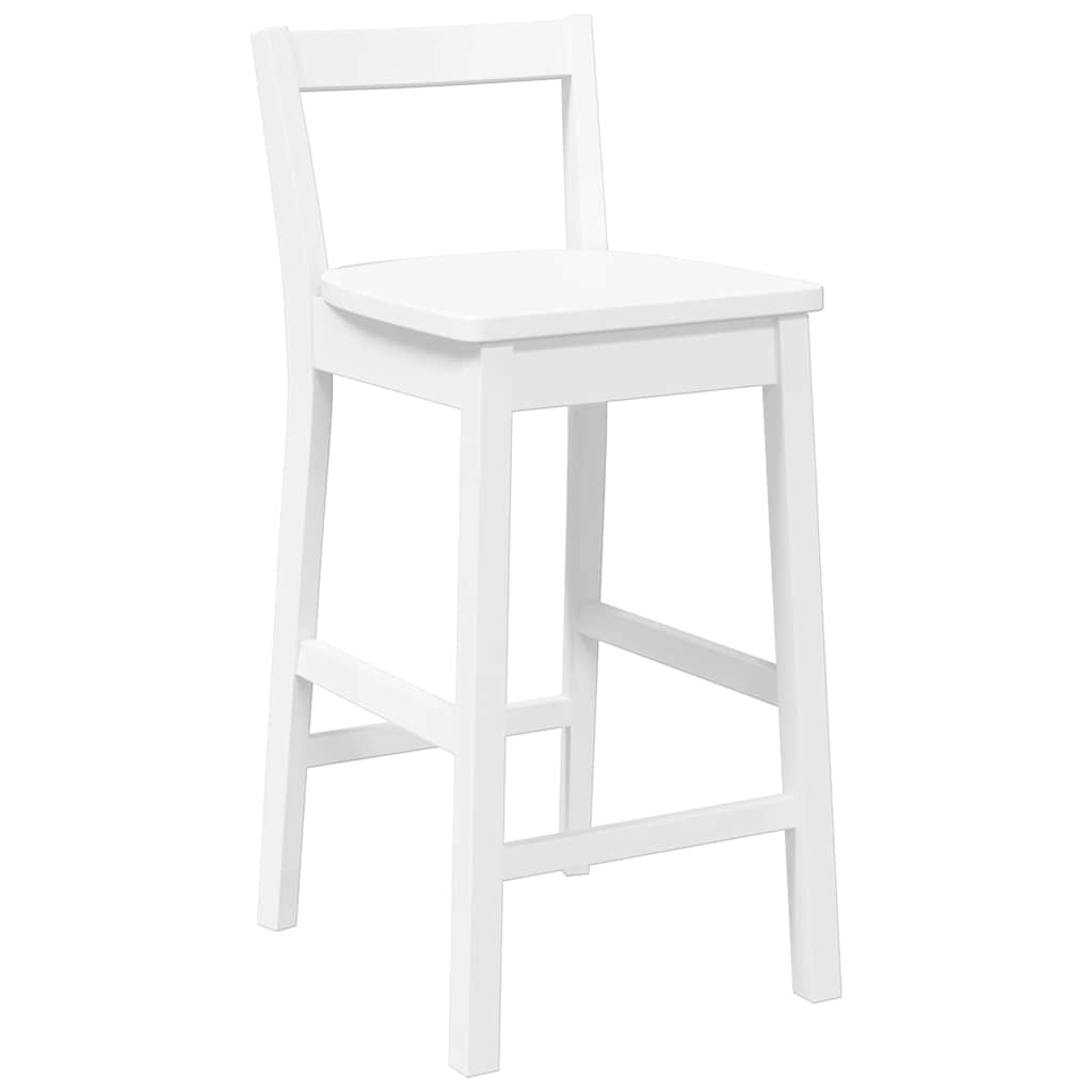 Barstolar 2 st, vit, massivt trä, gummi
