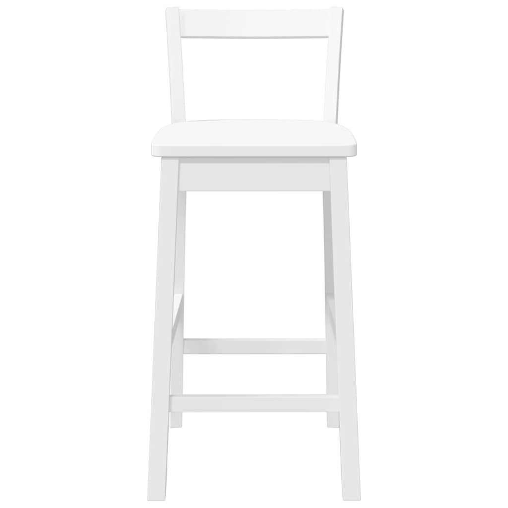 Barstolar 2 st, vit, massivt trä, gummi