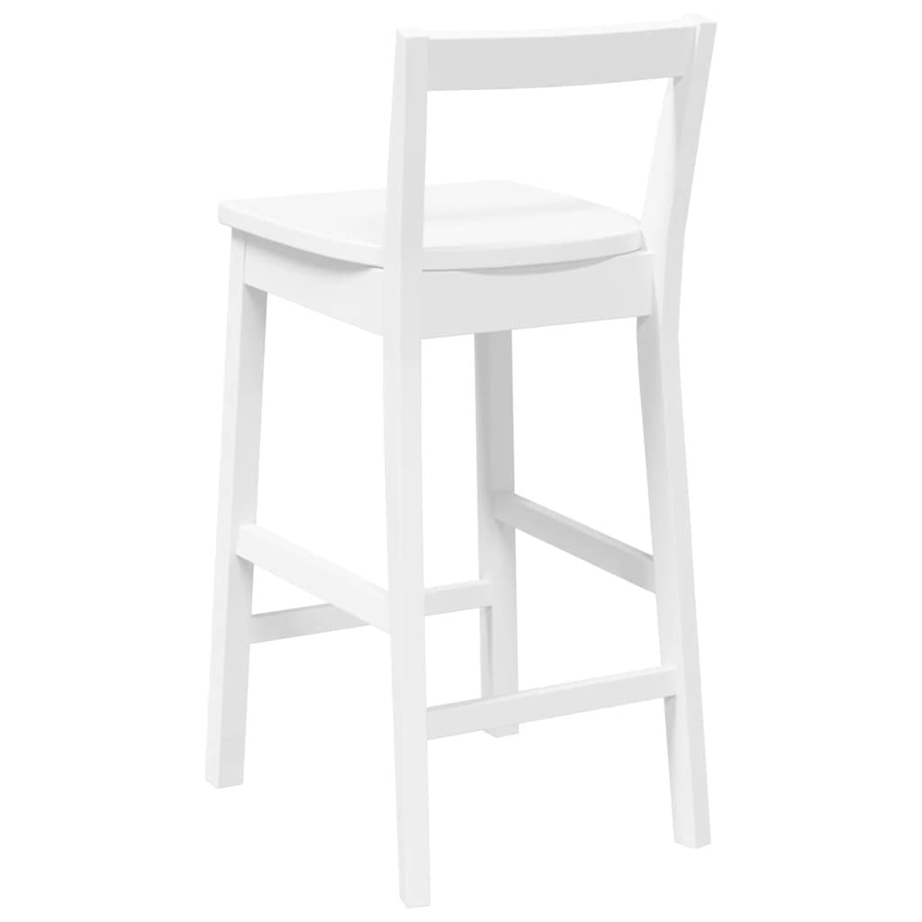 Barstolar 2 st, vit, massivt trä, gummi