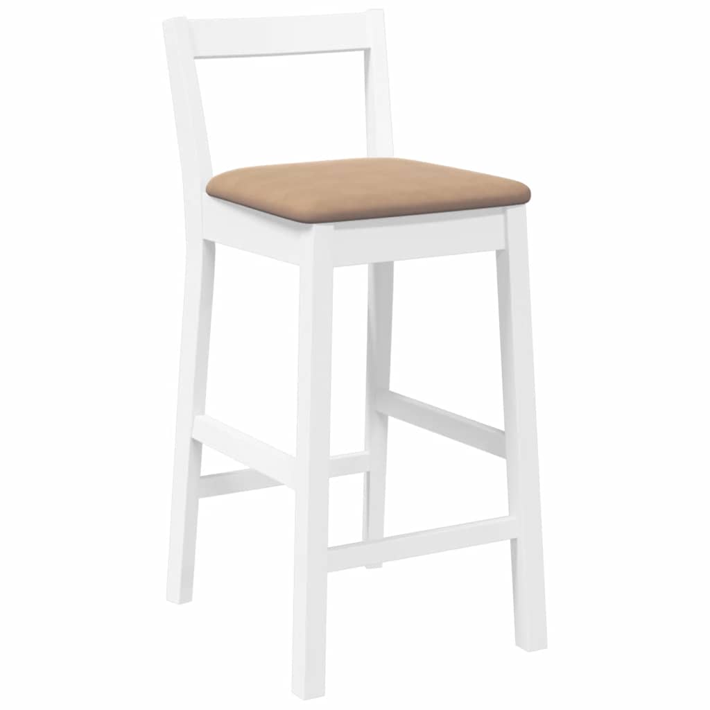 Barstolar med kuddar 2 st, vit, massivt trä, gummi