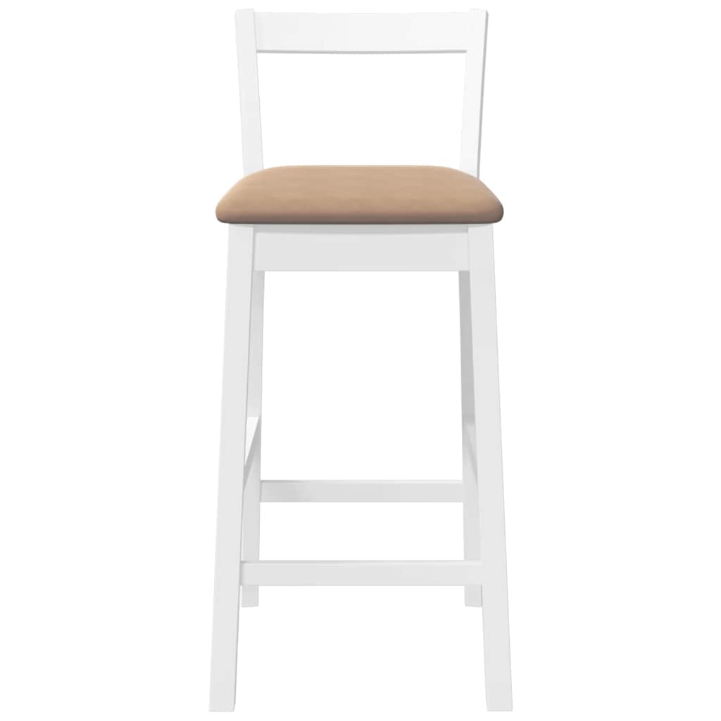 Barstolar med kuddar 2 st, vit, massivt trä, gummi