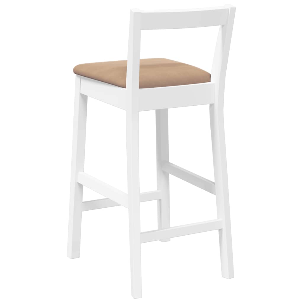 Barstolar med kuddar 2 st, vit, massivt trä, gummi