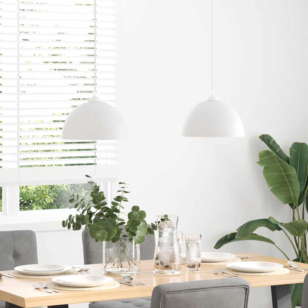 Pendellampa 2 st höjdjusterbar E27 vit Ø 30 cm metall