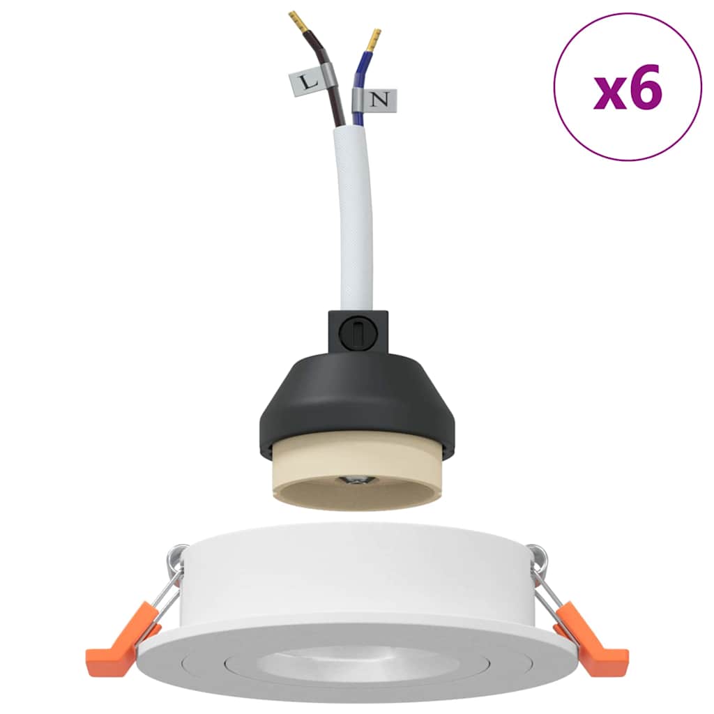 Spotlights med strålkastare 6 pcs Vit 9 x 9 x cm Aluminium