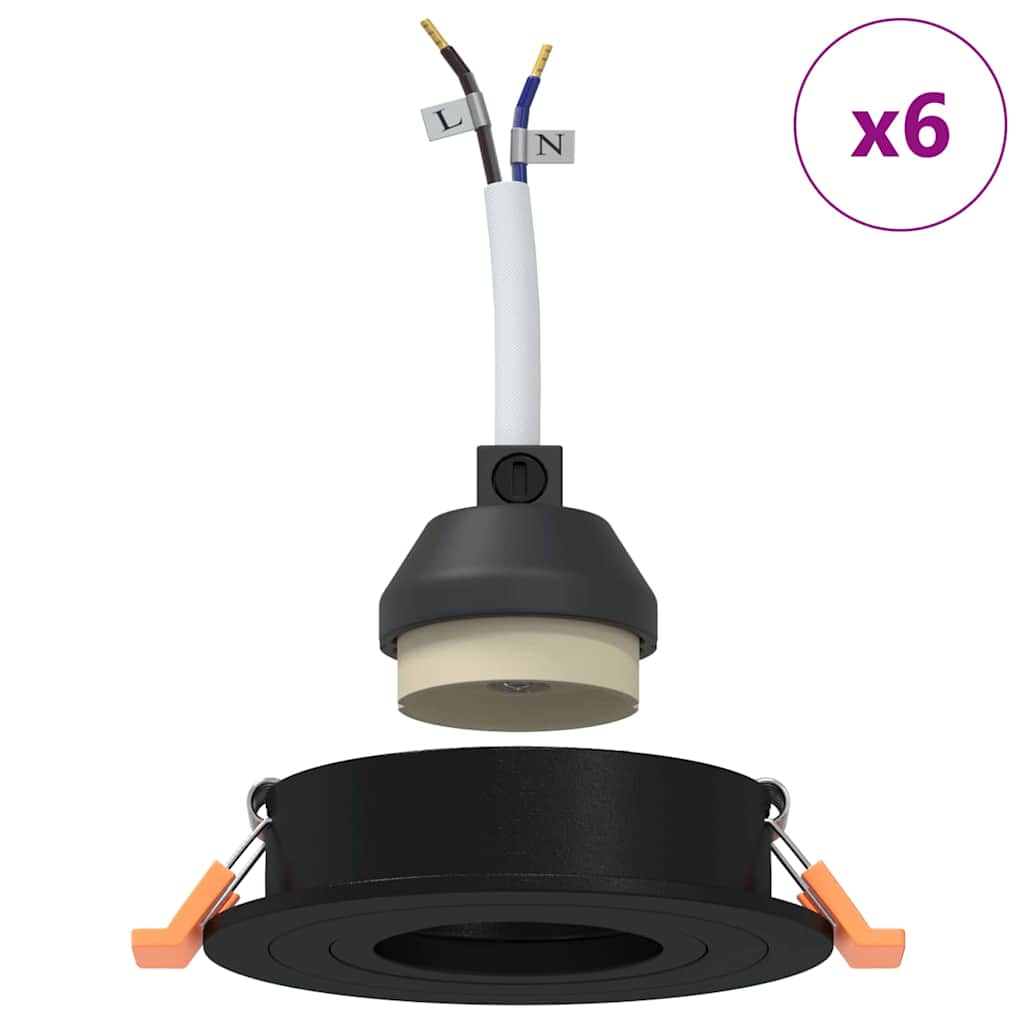 Spotlights med strålkastare 6 pcs Svart 9 x 9 x cm Aluminium