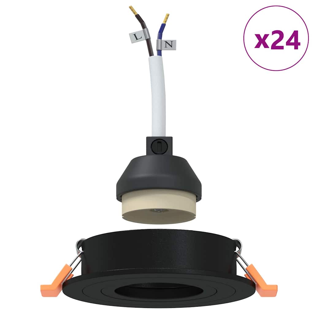 Spotlights med strålkastare 24 pcs Svart 9 x 9 x cm Aluminium