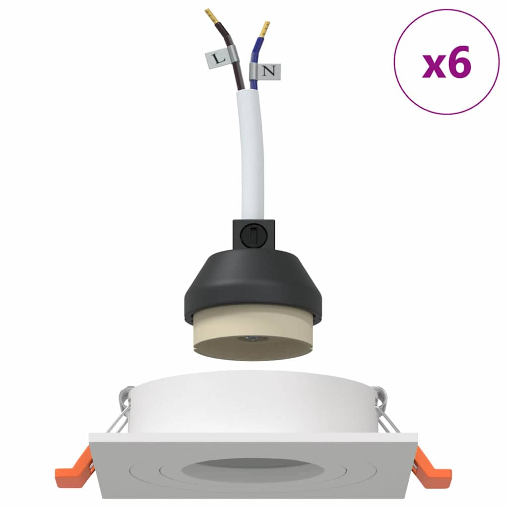 Spotlights med strålkastare 6 pcs Vit 9 x 9 x cm Aluminium