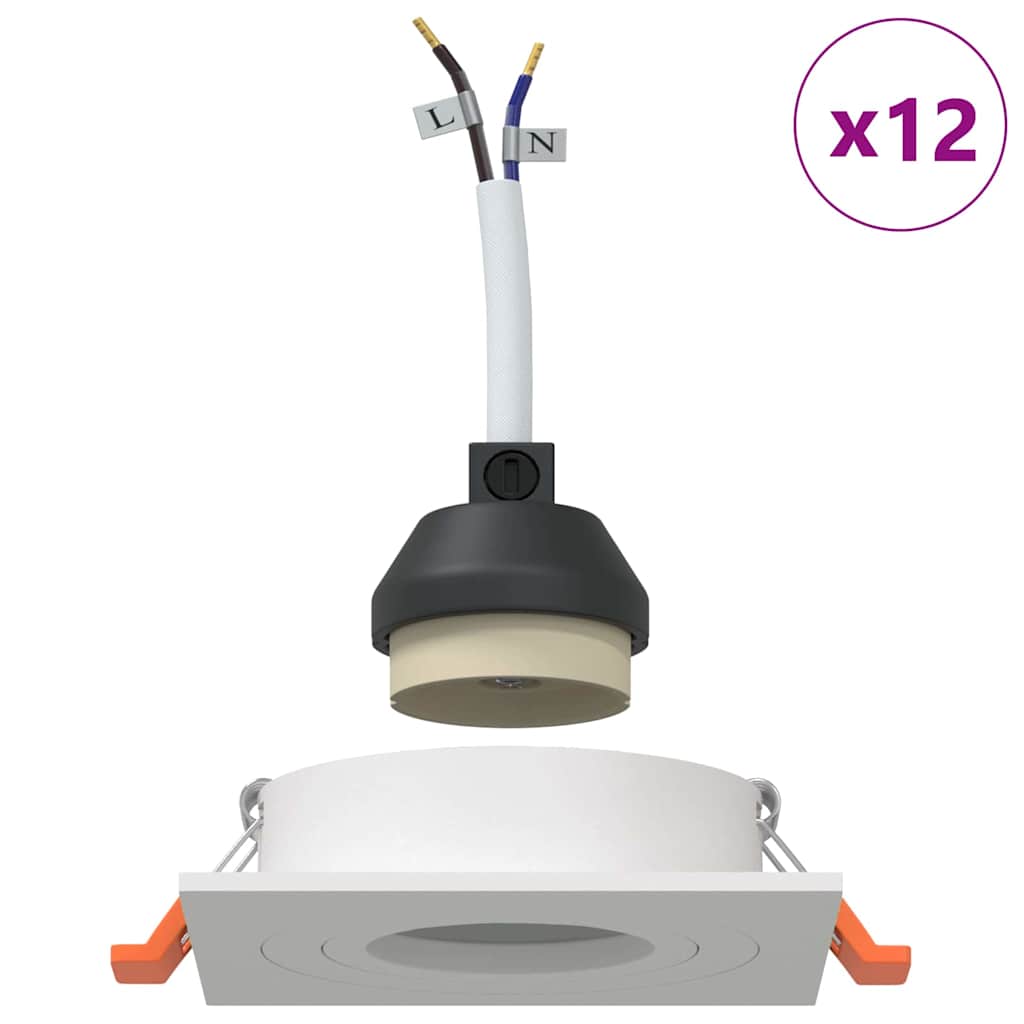 Spotlights med strålkastare 12 pcs Vit 9 x 9 x cm Aluminium