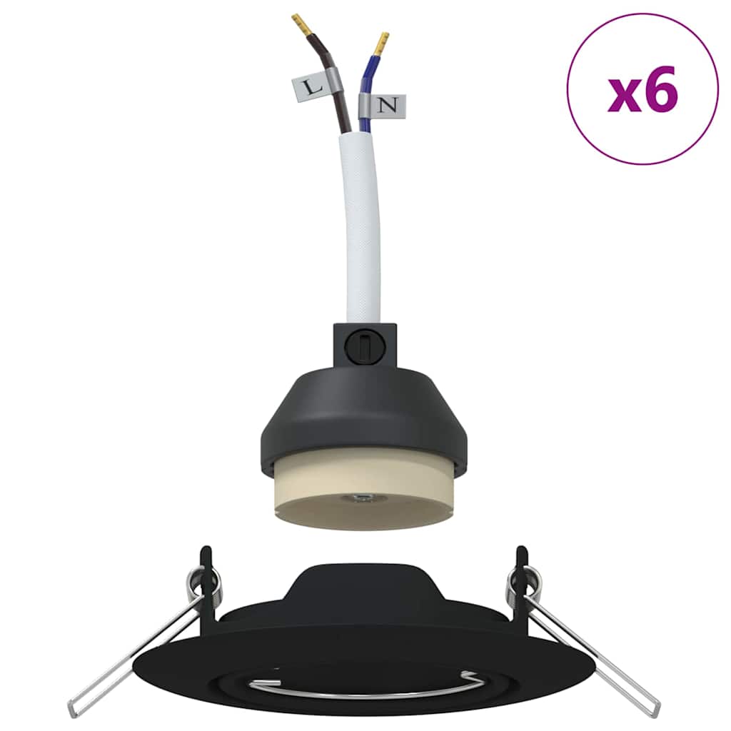 Spotlights med strålkastare 6 pcs Svart 9 x 9 cm Metall