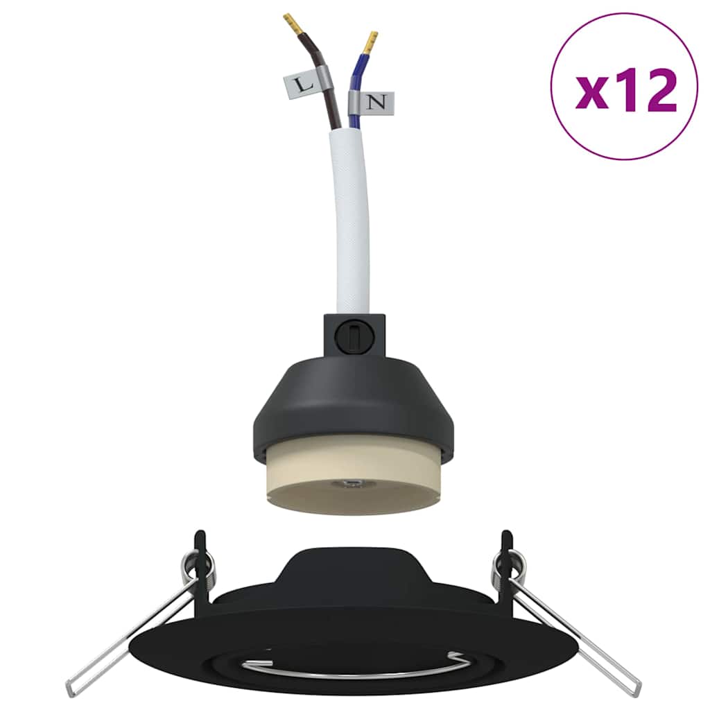 Spotlights med strålkastare 12 pcs Svart 9 x 9 cm Metall