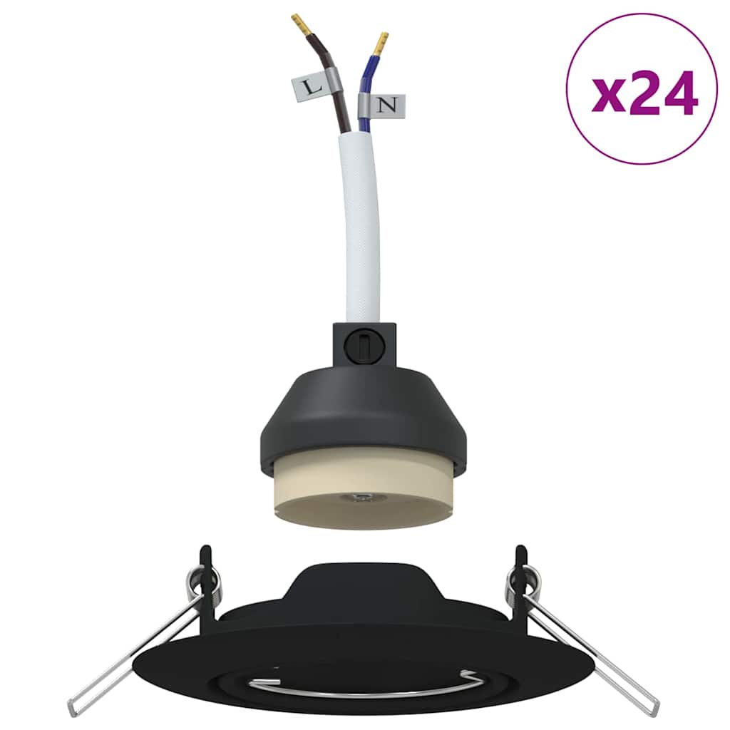 Spotlights med strålkastare 24 pcs Svart 9 x 9 cm Metall