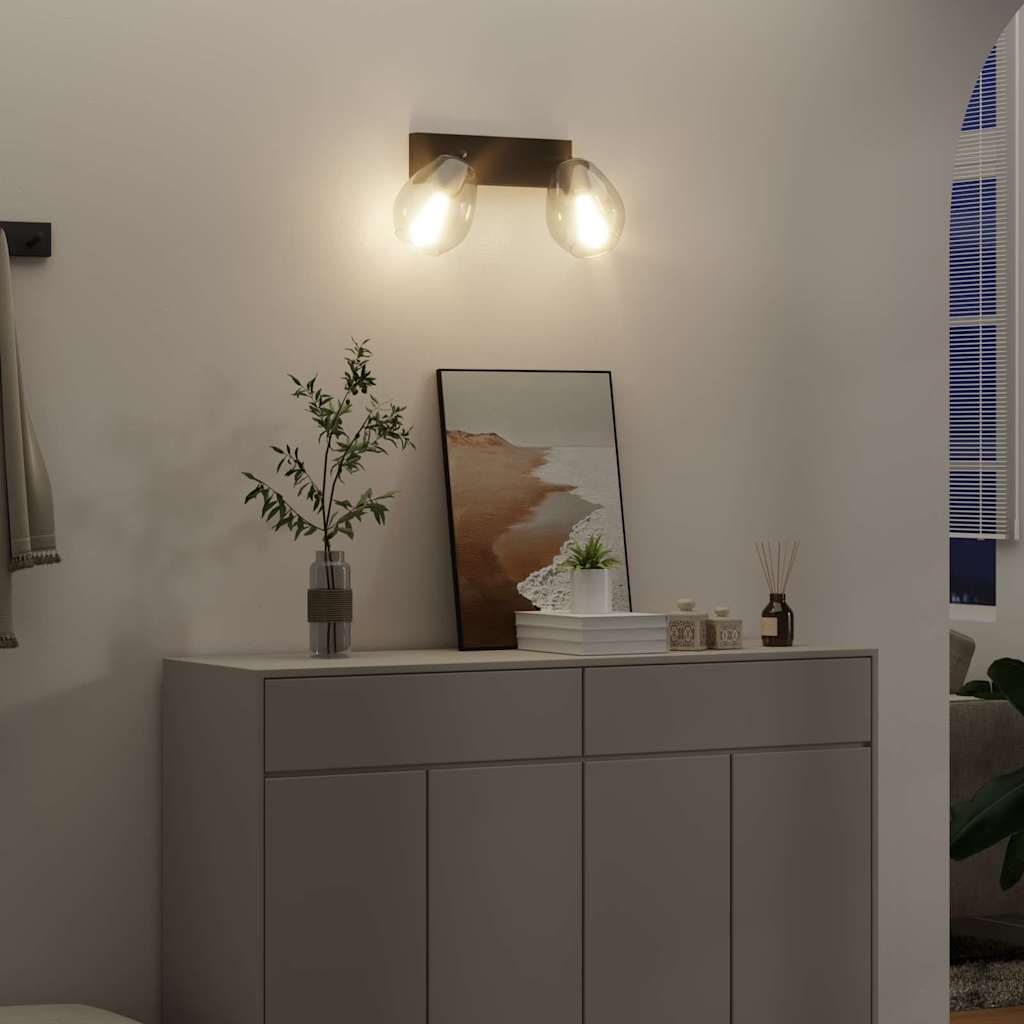 Takspotlight Svart 33 x 13 x 26 cm Glas och metall