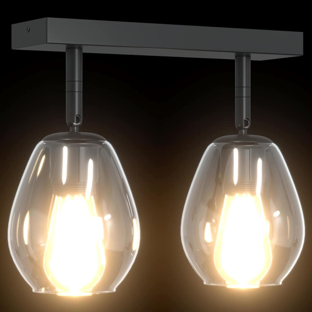 Takspotlight Svart 33 x 13 x 26 cm Glas och metall