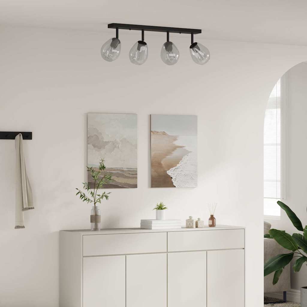 Takspotlight Svart 70 x 13 x 26 cm Glas och metall