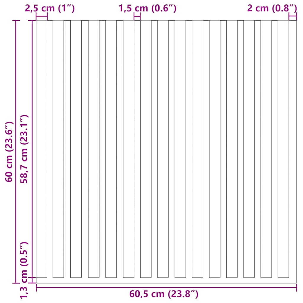 Akustiska väggpaneler 2 st lameller 60,5x60 cm ekfaner