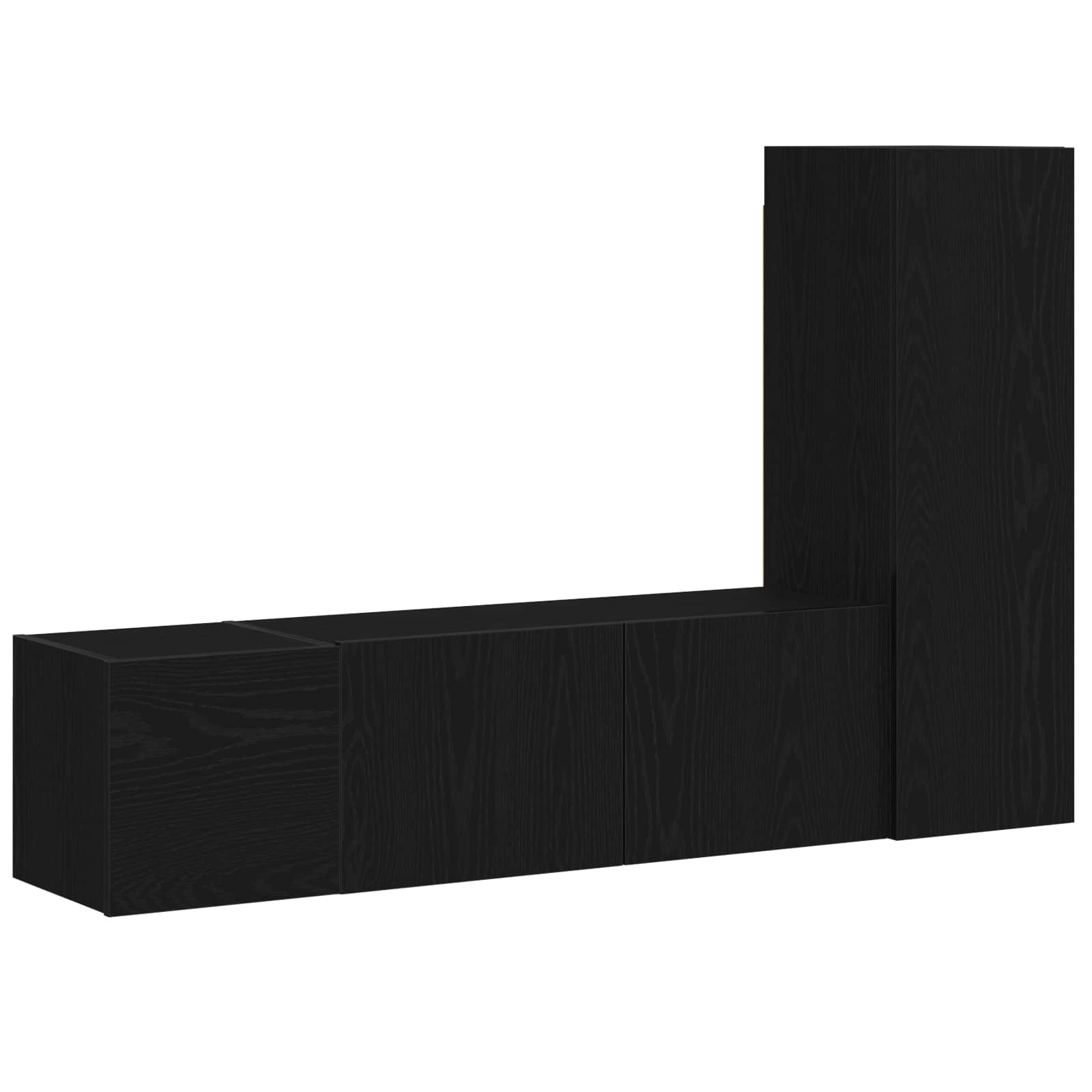 TV-bänkset 3 pcs Svart ek 130.5 x 30 x 140 cm Konstruerat trä