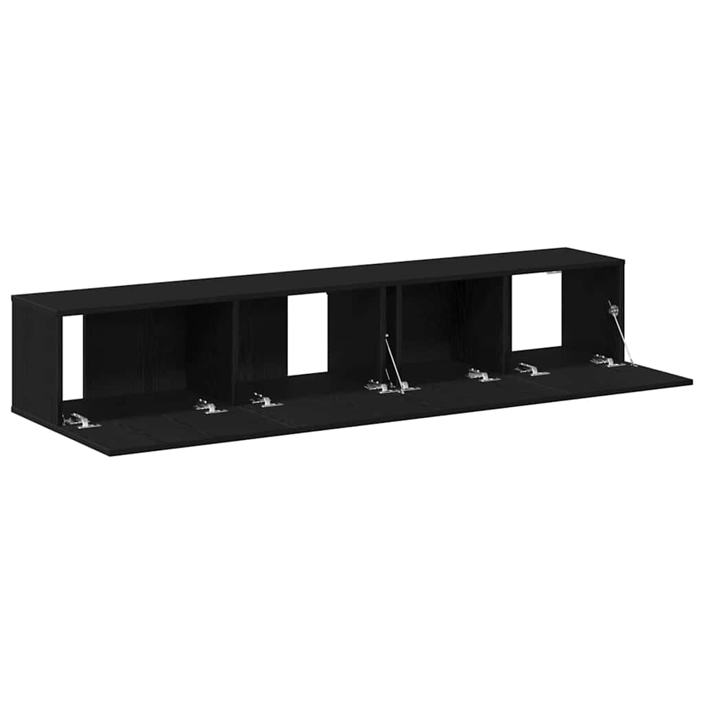 TV-bänkset 2 pcs Svart ek 100 x 30 x 30 cm Konstruerat trä
