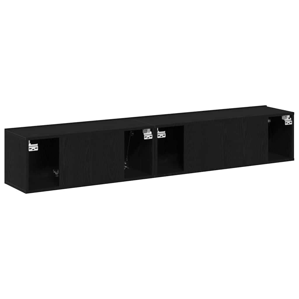 TV-bänkset 2 pcs Svart ek 100 x 30 x 30 cm Konstruerat trä