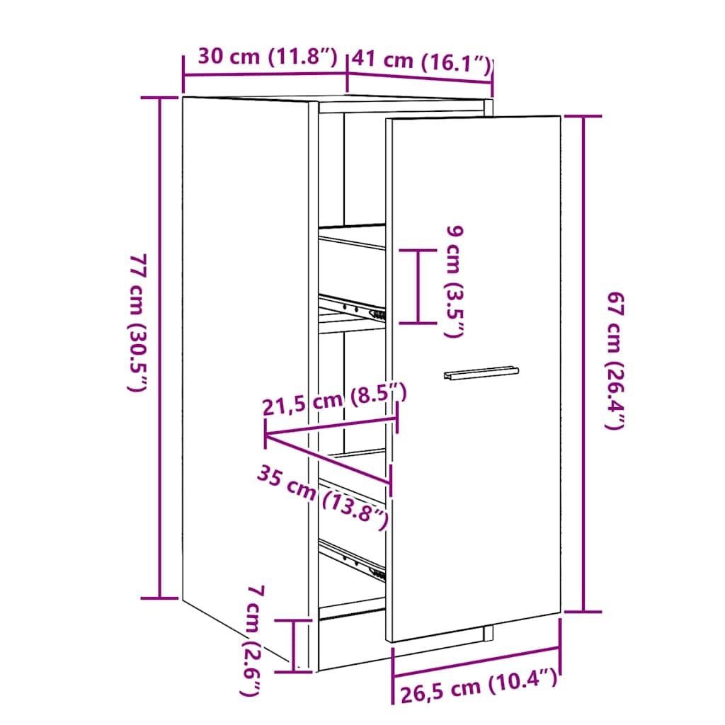 Apoteksskåp Svart ek 30 x 41 x 77,5 cm Konstruerat trä