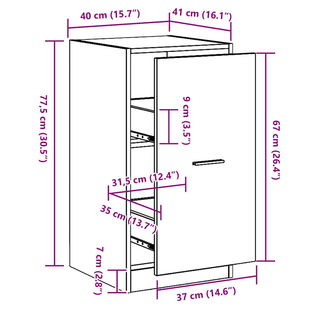 Apoteksskåp Svart ek 40 x 41 x 77.5 cm Konstruerat trä