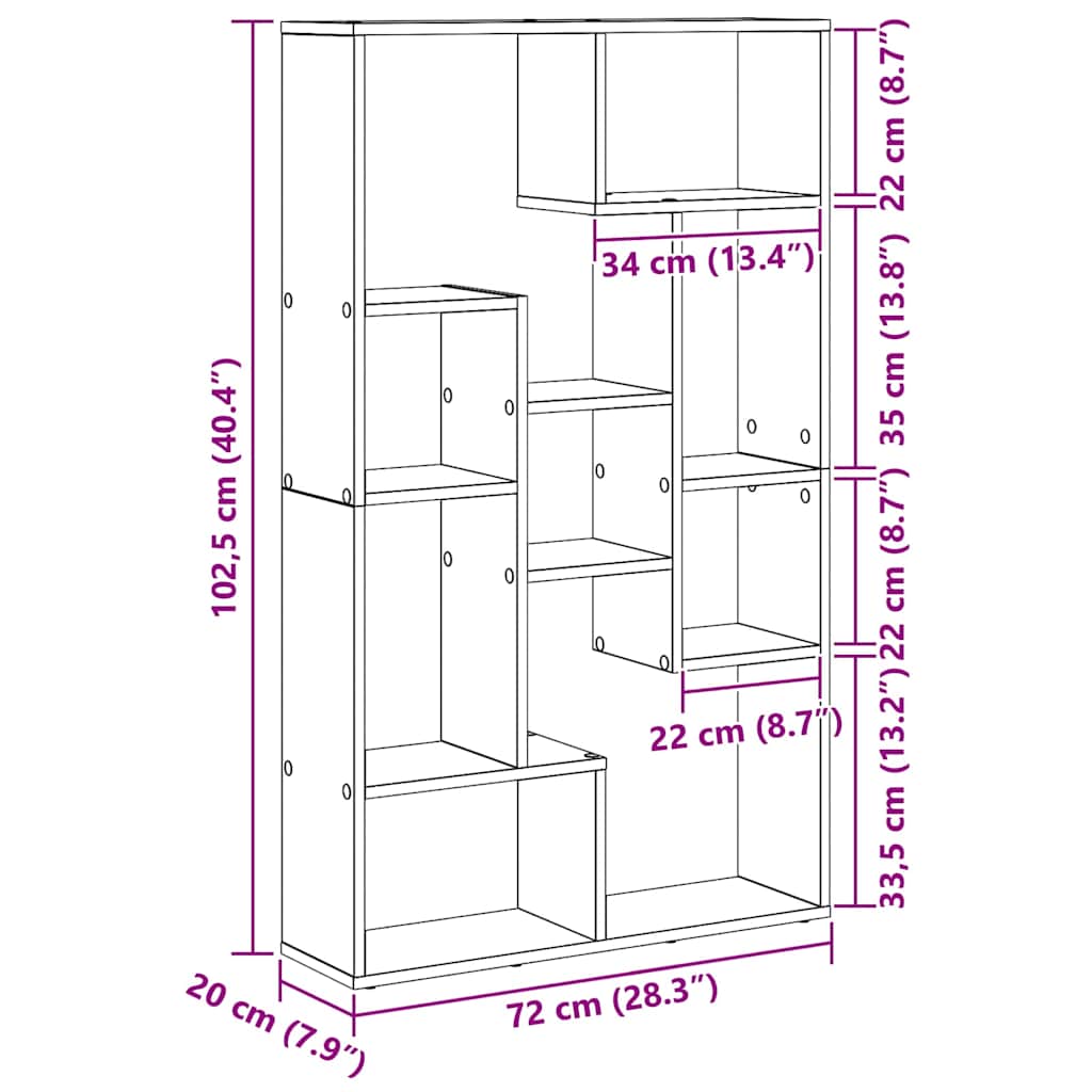 Bokhylla artisan ek 72 cm bred Konstruerat trä