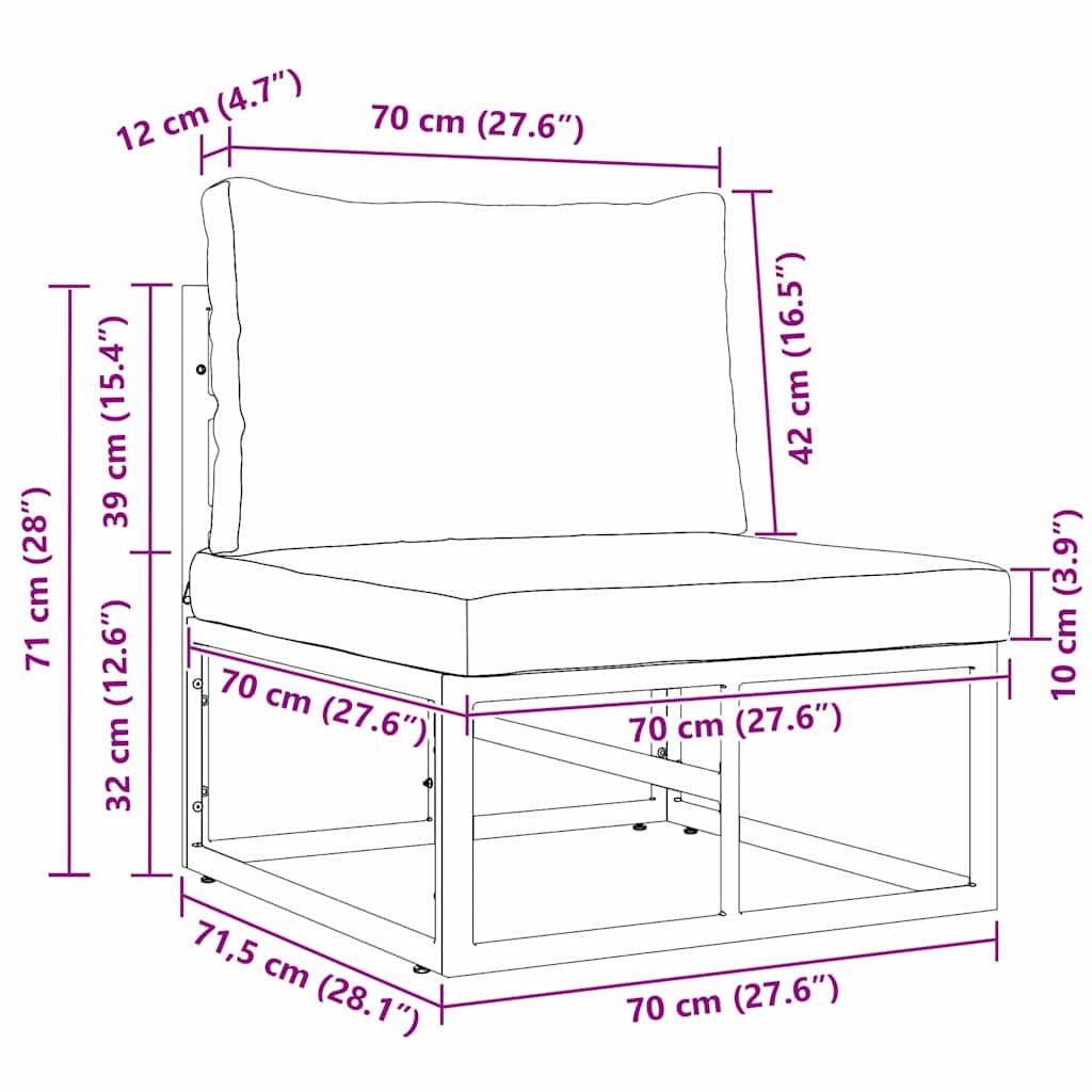 Utomhus Möbler med kudde med kudde Svart Aluminium