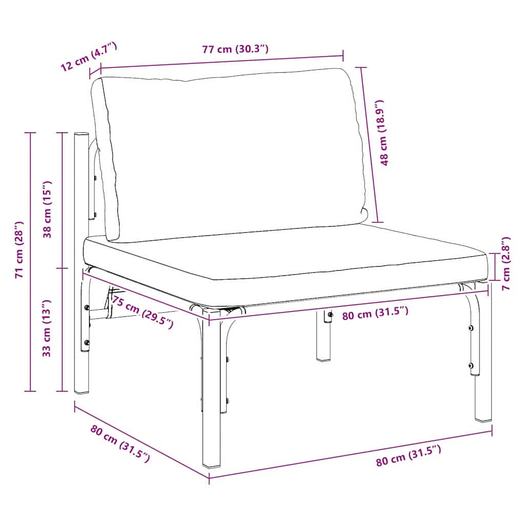 Utomhus Möbler med kudde med kudde Antracit Stål