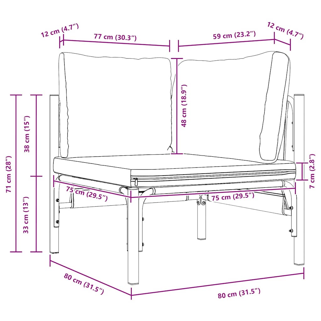 Utomhus Möbler med kudde med kudde Antracit Stål