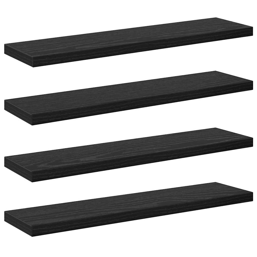 Bokhylla Bräda 4 pcs Svart 40 x 10 x 1.5 cm Konstruerat trä