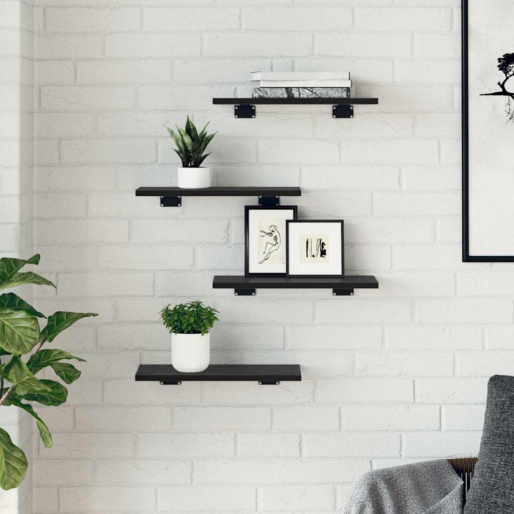 Bokhylla Bräda 4 pcs Svart 40 x 20 x 1.5 cm Konstruerat trä
