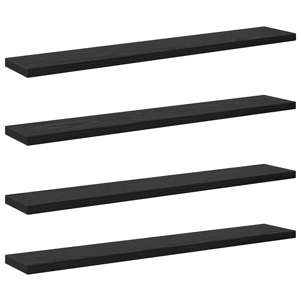 Bokhylla Bräda 4 pcs Svart 60 x 10 x 1.5 cm Konstruerat trä