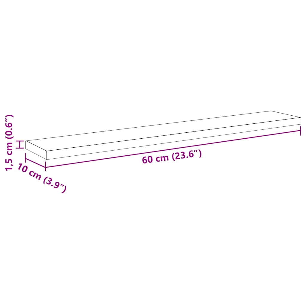 Bokhylla Bräda 4 pcs Svart 60 x 10 x 1.5 cm Konstruerat trä