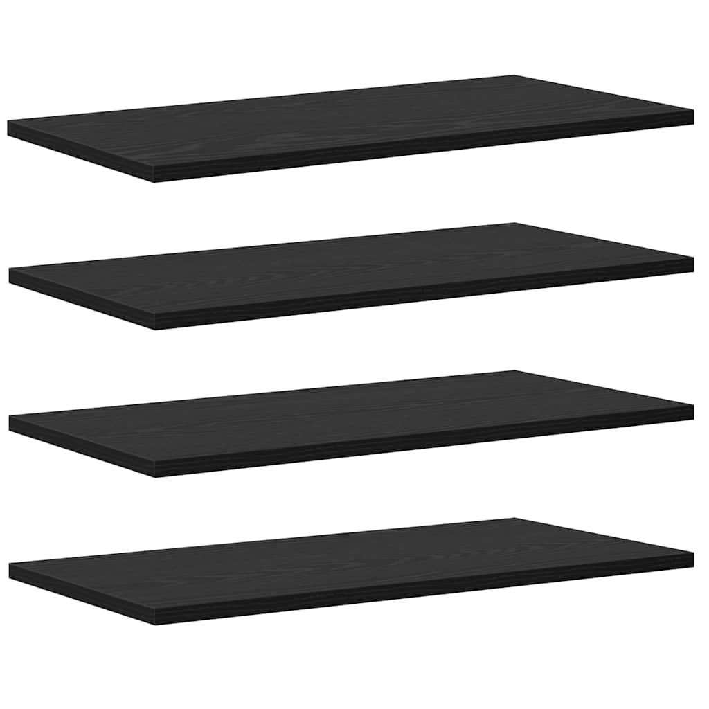 Bokhylla Bräda 4 pcs Svart 60 x 30 x 1.5 cm Konstruerat trä