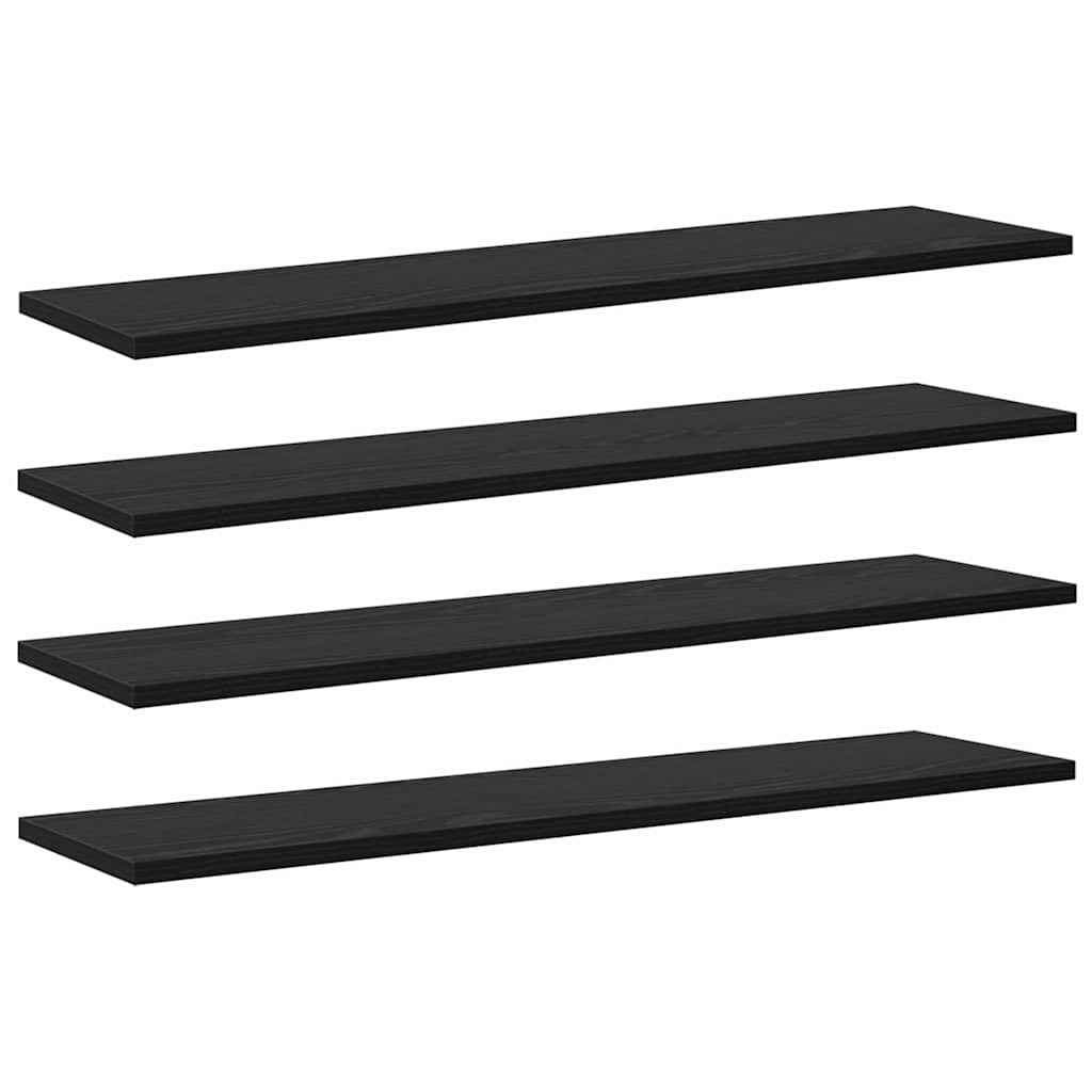 Bokhylla Bräda 4 pcs Svart 80 x 20 x 1.5 cm Konstruerat trä