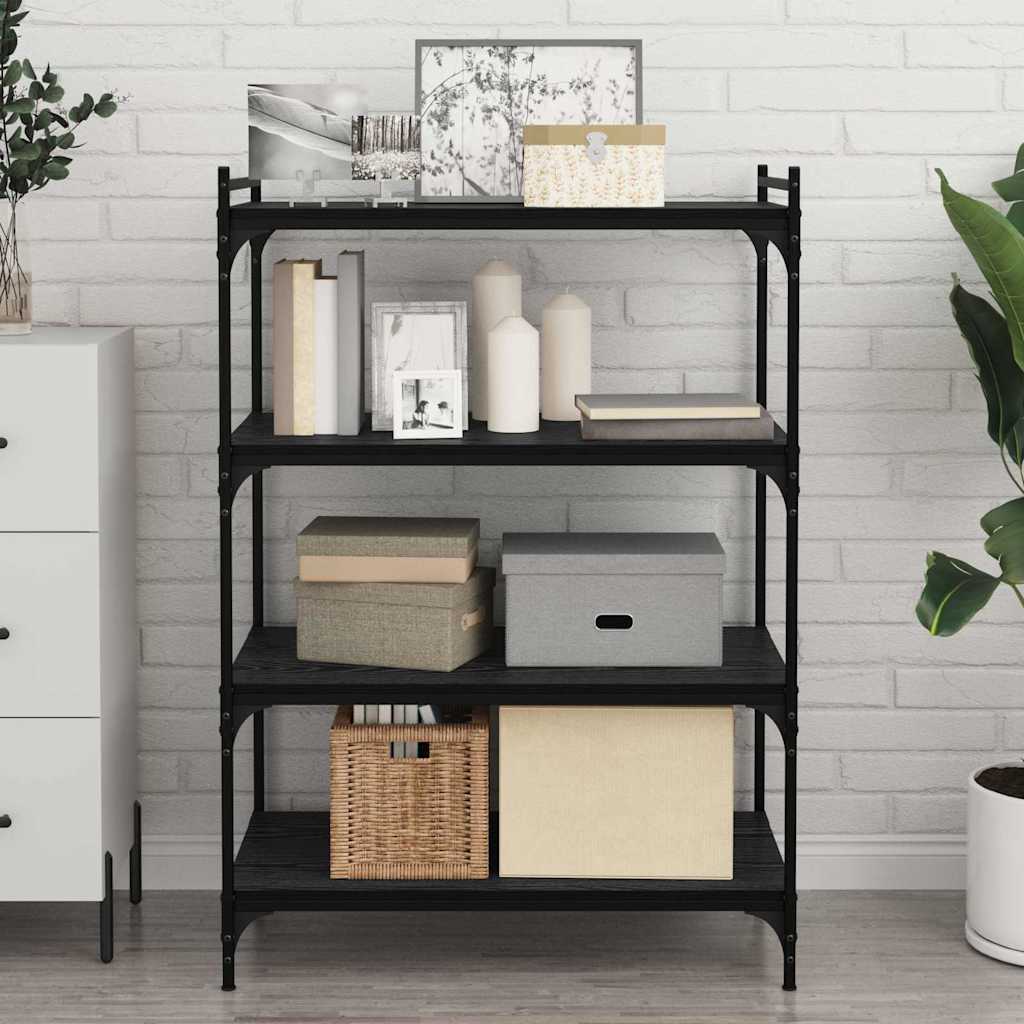 Bokhylla Bräda 4 pcs Svart 80 x 40 x 1.5 cm Konstruerat trä