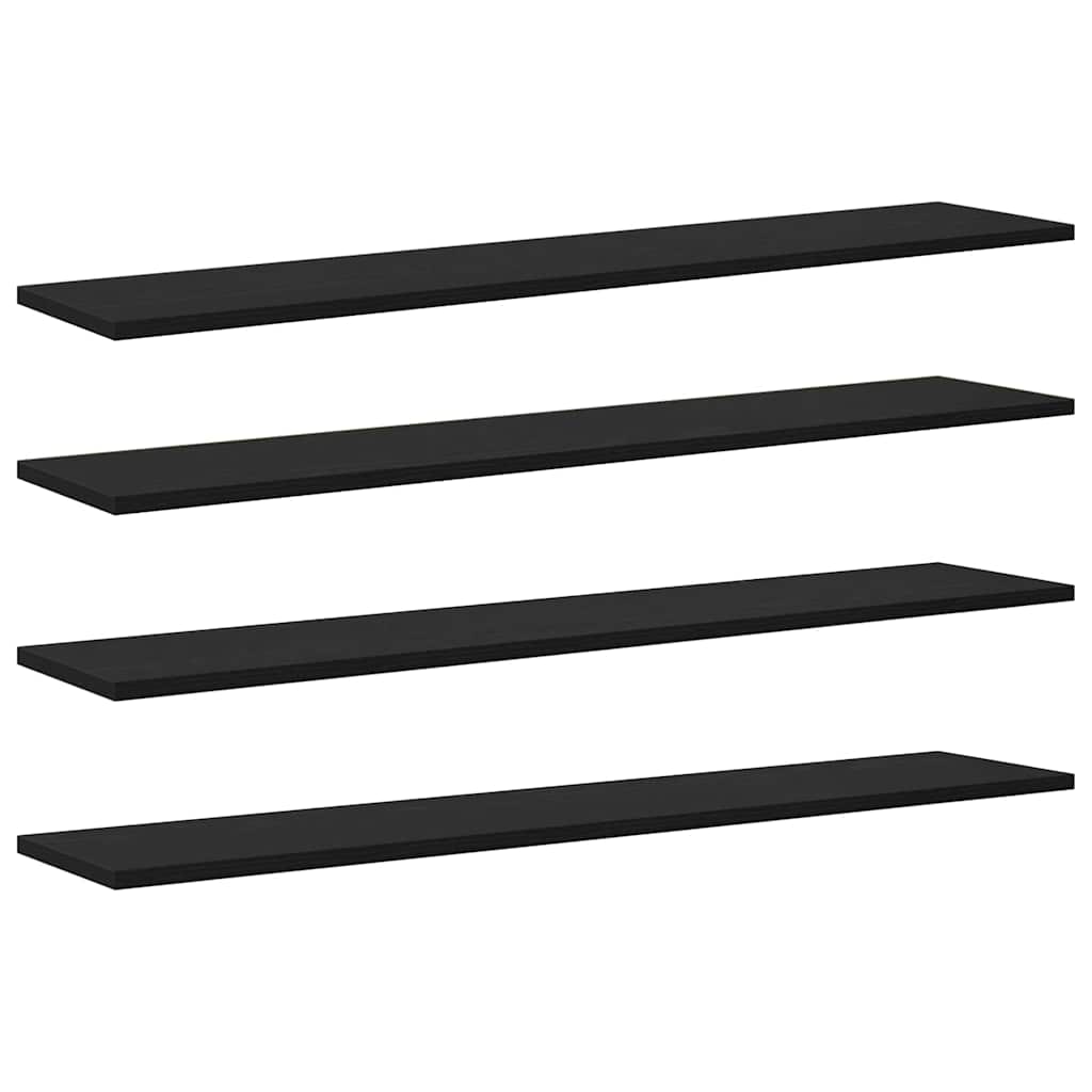 Bokhylla Bräda 4 pcs Svart 100 x 20 x 1.5 cm Konstruerat trä