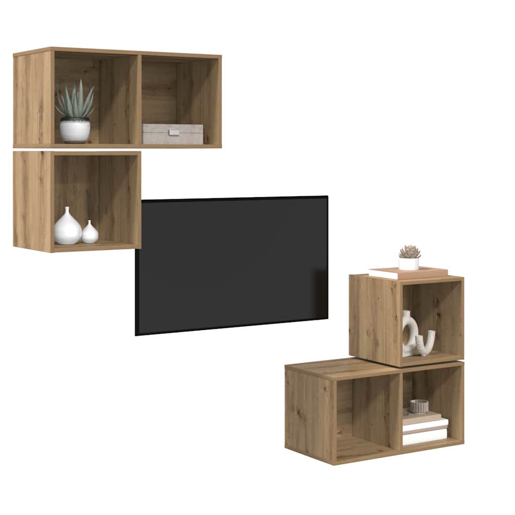 TV-bänkset 4 pcs artisan ek 37 x 37 x 72 cm Konstruerat trä