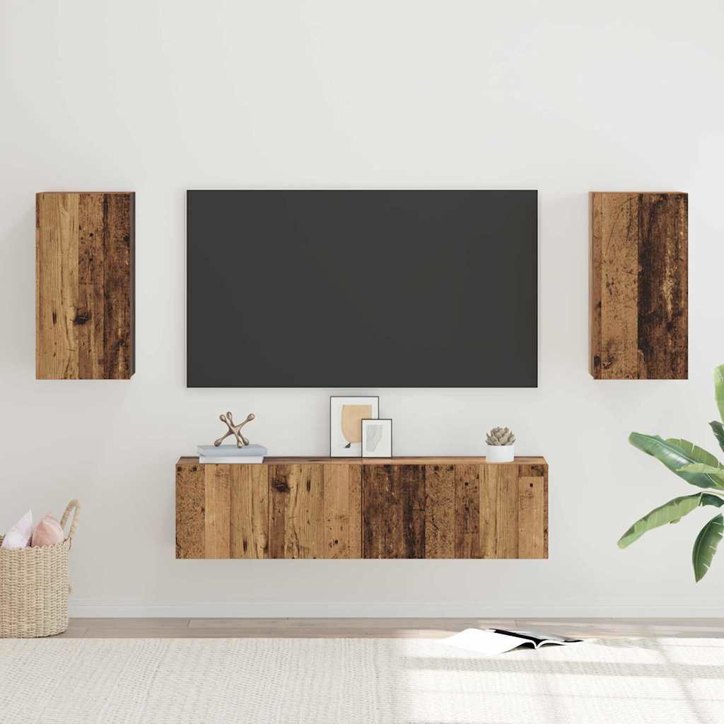 TV-bänkset 4 pcs Gammalt trä 30.5 x 30 x 60 cm Konstruerat trä
