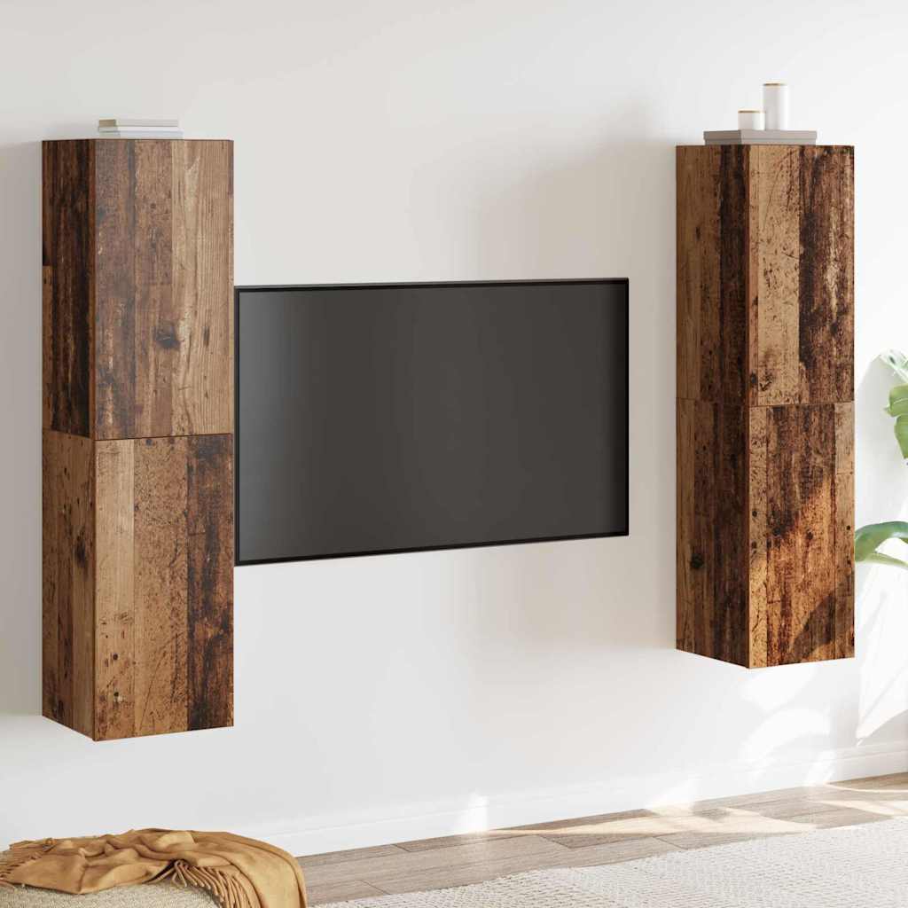 TV-skåpsset 4 pcs Gammalt trä 30.5 x 30 x 60 cm Konstruerat trä
