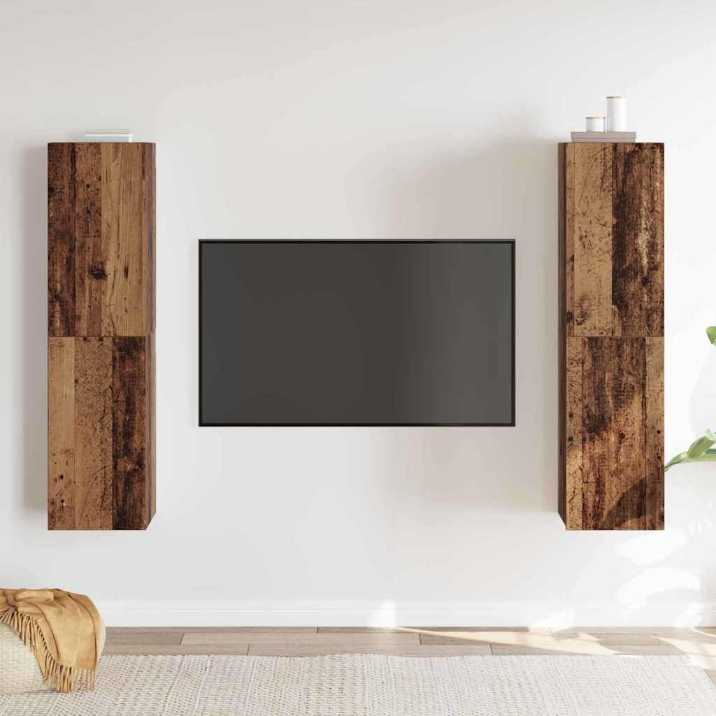 TV-skåpsset 4 pcs Gammalt trä 30.5 x 30 x 60 cm Konstruerat trä