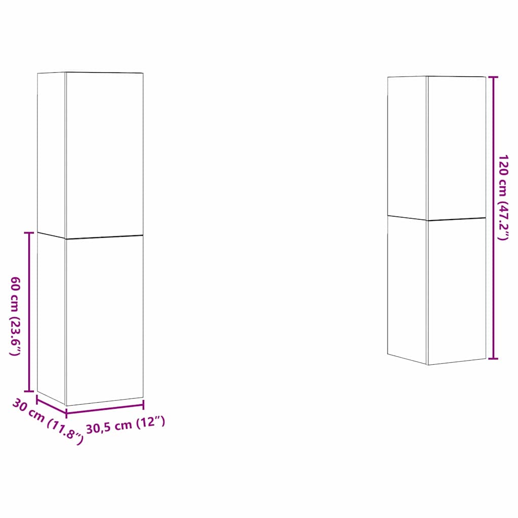 TV-skåpsset 4 pcs Gammalt trä 30.5 x 30 x 60 cm Konstruerat trä