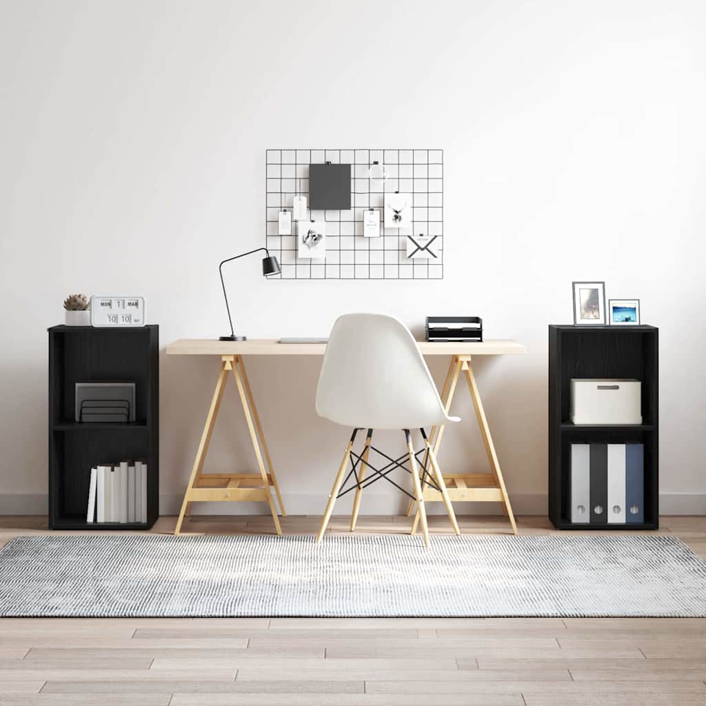 TV-bänkset Svart Ek Konstruerat trä